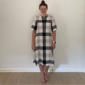 Black and White Checkered Linen Dress